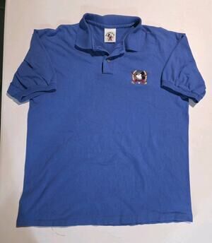 Vintage Disney Mickey Mouse Blue Polo Golf Shirt Size Medium Made in USA Jerzees